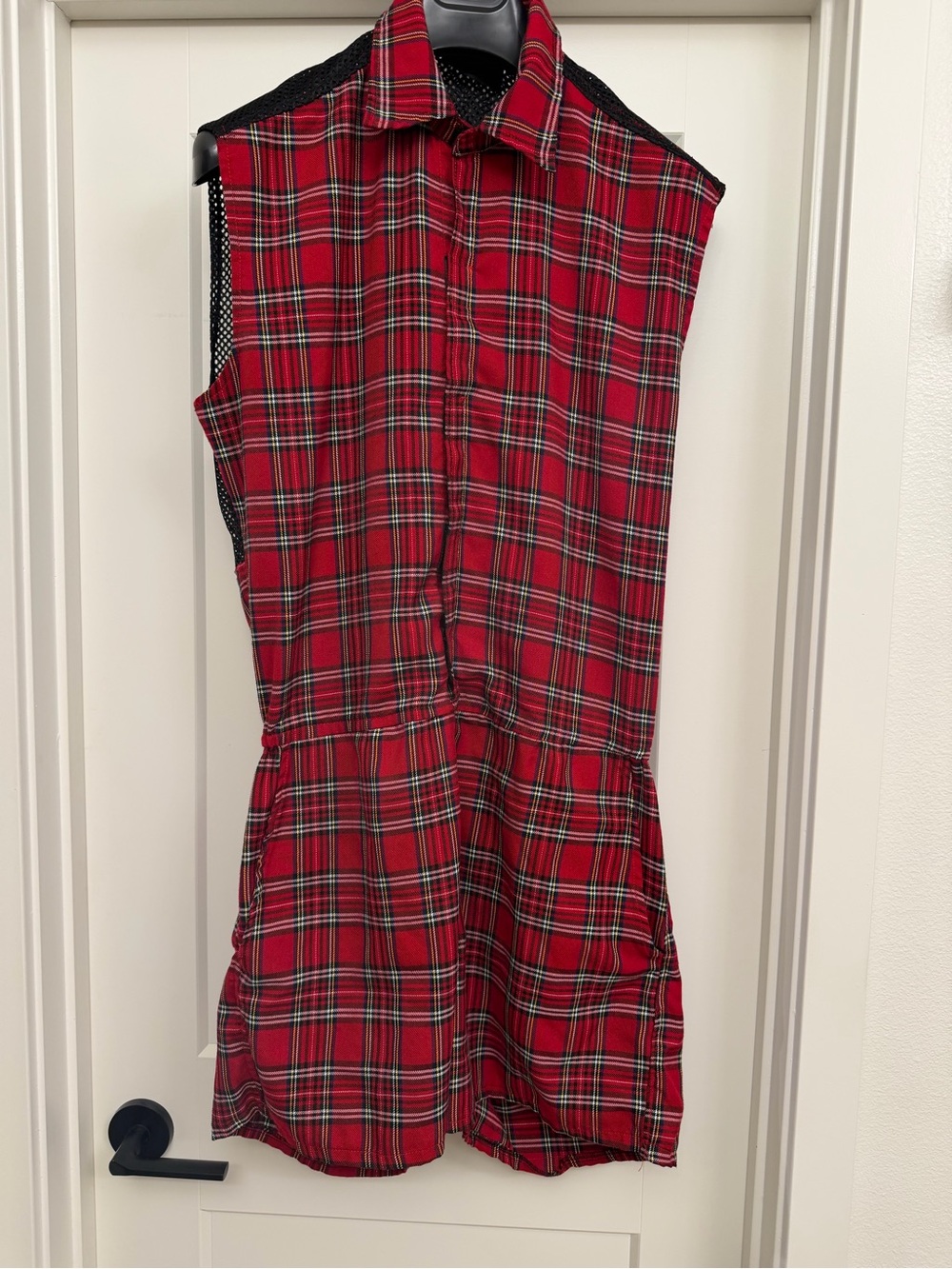 Hologram City Plaid Jumpsuit with Mesh Back